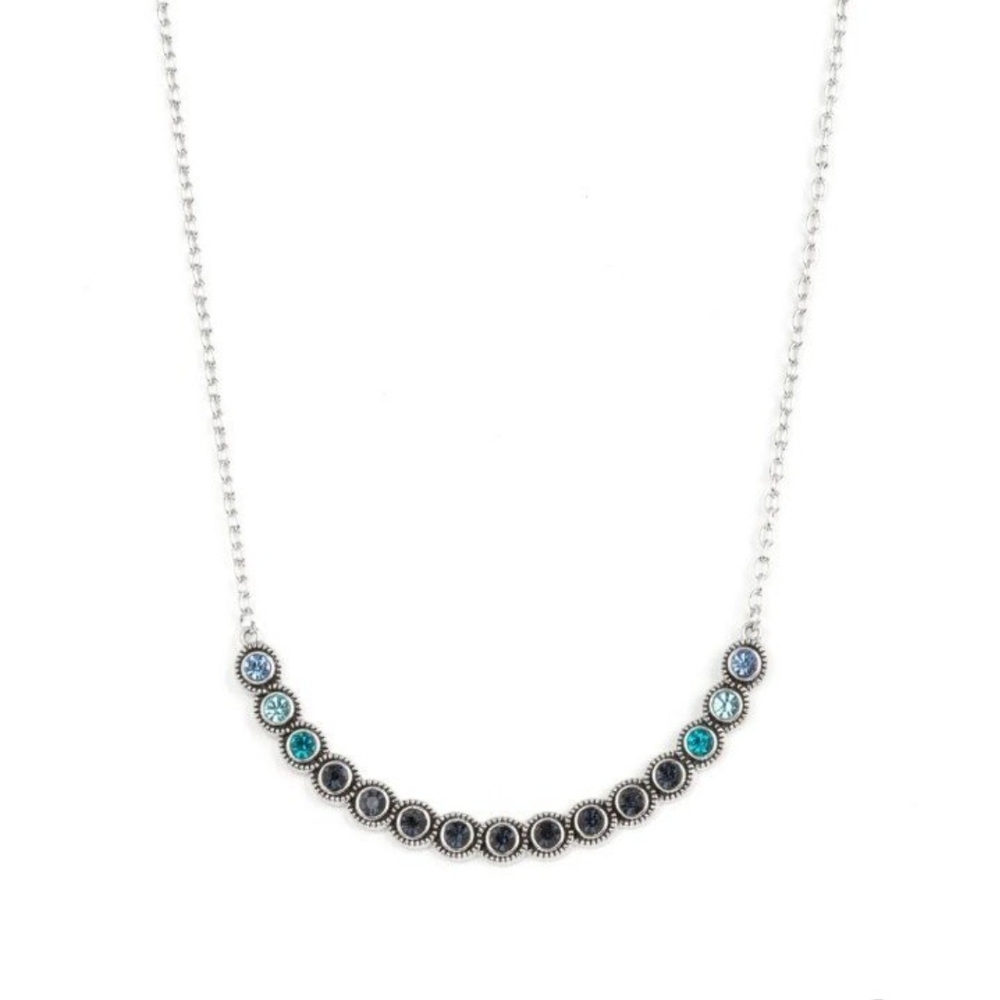 Paparazzi Silver Necklace with Blue Accents Throwing SHADES Fashion Jewelry